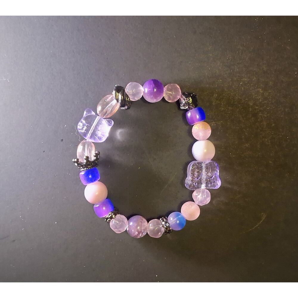 Purple Butterfly Kitty theme bracelet